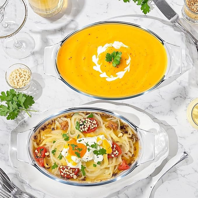 Mini Casserole Dish Oval 4 Pack, 13oz Glass Baking Dish, Banana Split Bowls, Single Serving, Individual Bakeware Baking Pans for Oven Microwave Air Fryer, Clear Prep Bowls - Image 7