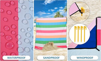 HIHOHO Beach Blanket Waterproof Sandproof Extra Large Beach Mat 79" X 83"/120"x108"for 1-8 Adults Quick Drying Durable Outdoor Picnic Mat for Beach Travel Camping Hiking