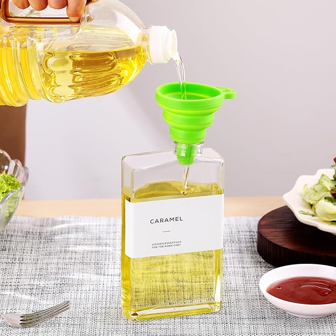 Olive Oil Dispenser Bottle for Kitchen, 3 Pack Glass Oil and Vinegar Dispenser Set, Elegant Book Design, Durable, Leak-Proof, Easy-Pour Spouts, Perfect for Kitchen, Dining Table (12oz) - Image 4