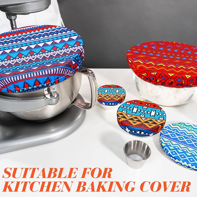 Patelai 10 Pcs Bowl Covers Reusable in 5 Size Stretch Cloth Fabric Elastic Food Storage Bowl Covers Bread Sourdough Lids for Proofing Food Fruits Leftover(Multicolor,Fresh Style) - Image 4