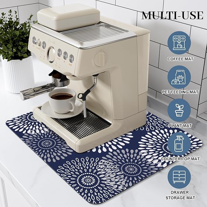 LuxStep Dish Drying Mat Super Absorbent Kitchen Counter Mat Rubber Backing Draining Mat Easy to Clean Kitchen Accessories Dish Rack Pad for Dishes, Utensils, Countertops, Sinks 15" x 18" Blue - Image 3