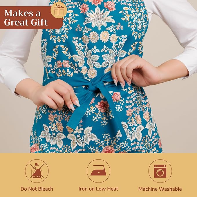 Maison d' Hermine 100% Cotton Apron for women with Pocket Kitchen Chef Apron for Men Cooking Mothers Day Gifts
