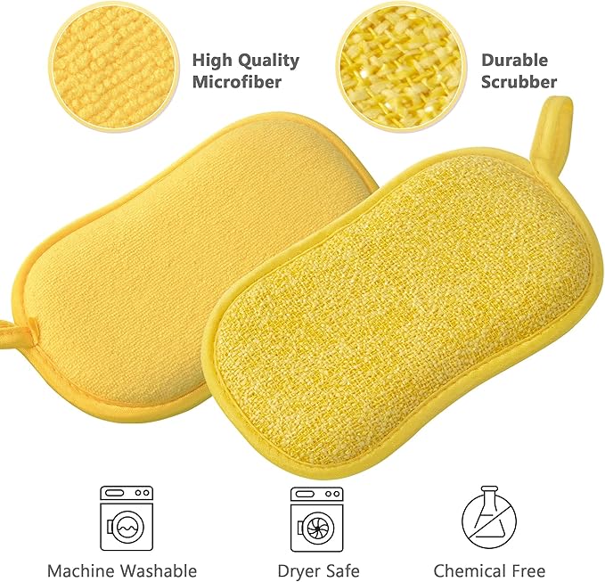 Multipurpose Kitchen Scrub Sponges, Heavy Duty Cleaning Non-Scratch Scrub Sponge, Reusable Microfiber Sponge for Household Cleaning, Six Color Packaging (6pcs) - Image 2
