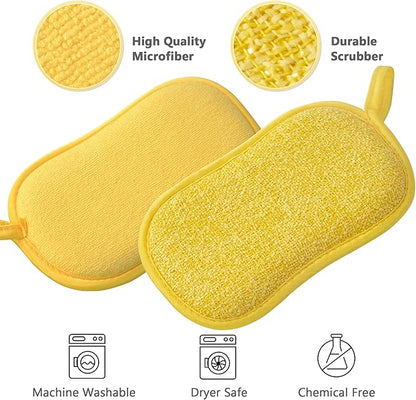 Multipurpose Kitchen Scrub Sponges, Heavy Duty Cleaning Non-Scratch Scrub Sponge, Reusable Microfiber Sponge for Household Cleaning, Six Color Packaging (6pcs) - Image 2