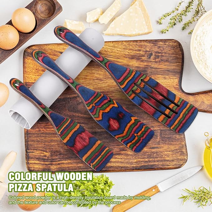 Spurtle Set, Wooden Utensils for Cooking, Kitchen Utensils Set, Pakkawood Kitchen Cooking Utensils Set, Apartment Essentials Wood Serving Spatula spoon, Home & kitchen Gift for Women & Men - Image 3