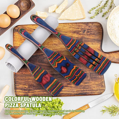 Spurtle Set, Wooden Utensils for Cooking, Kitchen Utensils Set, Pakkawood Kitchen Cooking Utensils Set, Apartment Essentials Wood Serving Spatula spoon, Home & kitchen Gift for Women & Men - Image 3