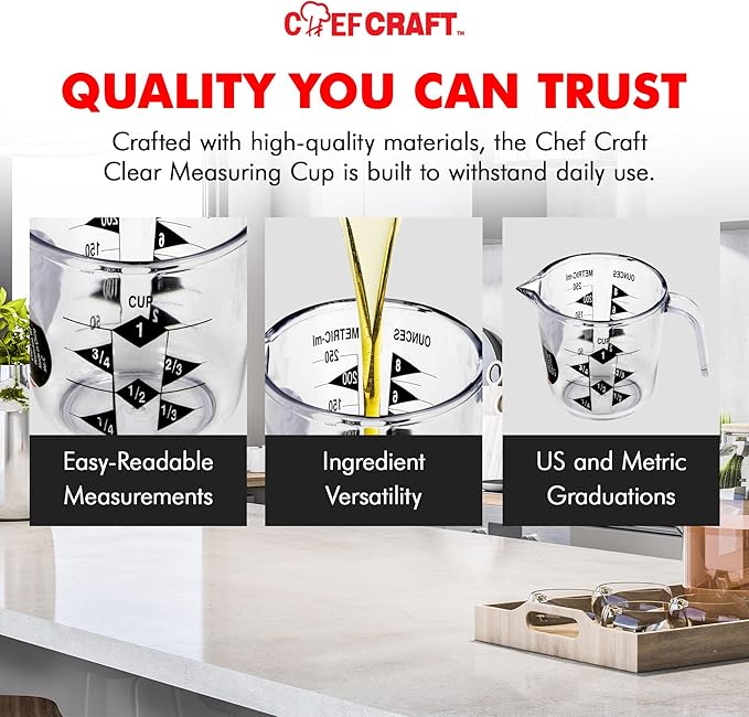 Chef Craft Select Plastic Measuring Cup, 1 Cup Capacity, Clear - Image 6