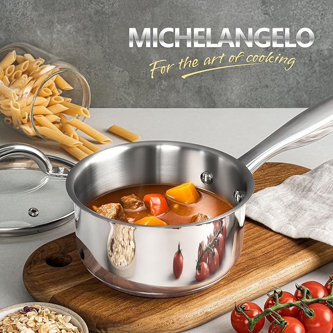 MICHELANGELO 1.5 QT Saucepan with Lid, 18/10 Stainless Steel Sauce Pan with Tri-Ply Bottom, Small Saucepan 1.5 Quart Sauce Pot, Induction Compatible - Image 7
