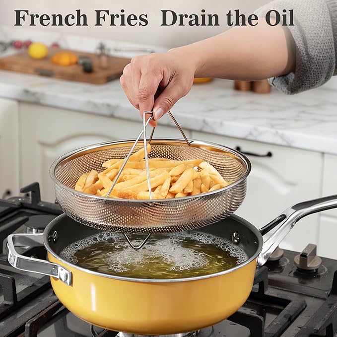 10-Inch Ceramic Non-Stick Cookware Set, 8-in-1 Multifunctional Cookware, Interior & Exterior Ceramic Coating, PFAS/PTFE/PFOA-Free, Compatible with All Stovetops， Oven-Safe up to 450°F