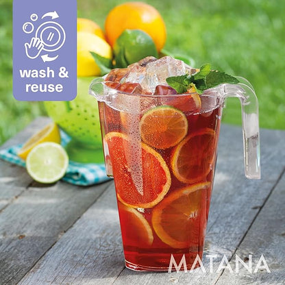 MATANA 6 Pack Clear Water Pitchers - 52 oz Plastic Beer Pitcher with Handle for Drinks, Juice, Lemonade, Beverages - BPA-Free Iced Tea Pitcher for Fridge, Home, Party, Event - Image 4