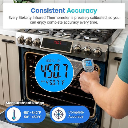 Etekcity Infrared Thermometer Upgrade 774, Heat Temperature Temp Gun for Cooking, Laser IR Surface Tool for Pizza, Griddle, Grill, HVAC, Engine, Accessories, -58°F to 842°F, Blue - Image 7