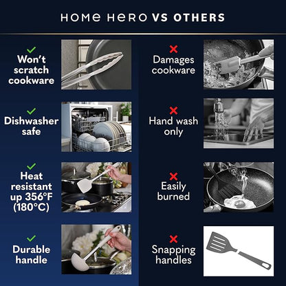 Home Hero Silicone Kitchen Utensils Set - Heat Resistant Non-Scratch Cooking Utensils - Ergonomic Silicone Spatula Set - Dishwasher Safe Kitchen Tools - 26 Piece, Stone - Image 8