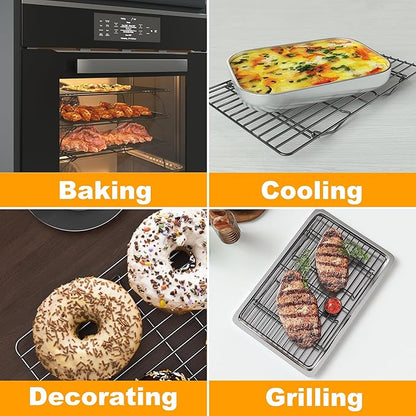 3 Tier Stackable Cooling Rack for Batch Cooling Cookie, Pizza, Cake-15.8”x 10”- Heavy Duty Cooling Racks for Cooking and Baking, Oven and Dishwasher Safe Baking Supplies-Black - Image 6