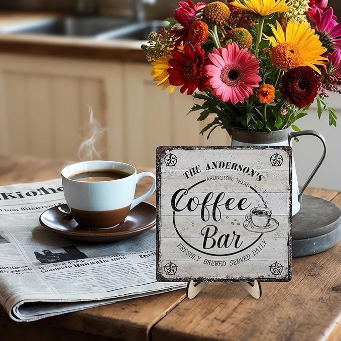 Vintage Coffee Bar Decor Sign,Rustic Wooden Plaque for Java Station, Kitchen,Cafe or Tea Corner, Funny Jave Gift for Coffee Lovers 5.9x5.9inches - Image 6