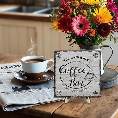 Vintage Coffee Bar Decor Sign,Rustic Wooden Plaque for Java Station, Kitchen,Cafe or Tea Corner, Funny Jave Gift for Coffee Lovers 5.9x5.9inches - Image 6