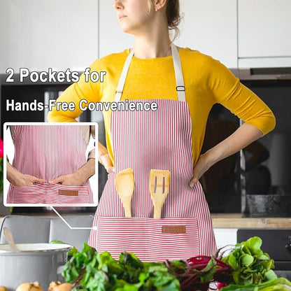 BeLuyi Adjustable Bib Apron with 2 Pockets Chef Cooking Kitchen Restaurant Aprons for Women Men - Image 4