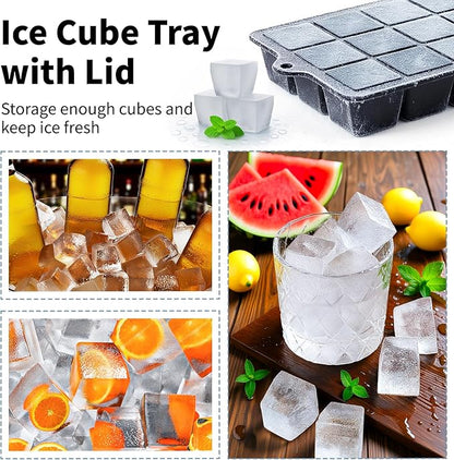 Silicone Ice Cube Tray 3 Pack, HANCELANT Ice Cube Mold, Ice Trays for Freezer with Lid for Whiskey, Baby Food, BPA Free, Easy Release - Image 2