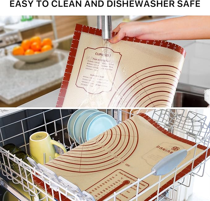 Silicone Baking Mat,28" x 20" Extra Thick Large Non Stick Sheet Mat with Measurement Non-slip Dough Rolling Mat,Reusable Food Grade Silicone Counter Mat for Making Cookies,Macarons,Bread and Pastry - Image 5