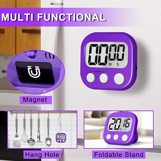 ZILLEEN Classroom Timer for Kids Teachers 2 Pack Digital Timers, Purple & Pink - Image 2