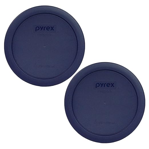 Pyrex 7201-PC 4 Cup Blue Food Storage Replacement Lid (2-Pack) - Made in USA by Pyrex