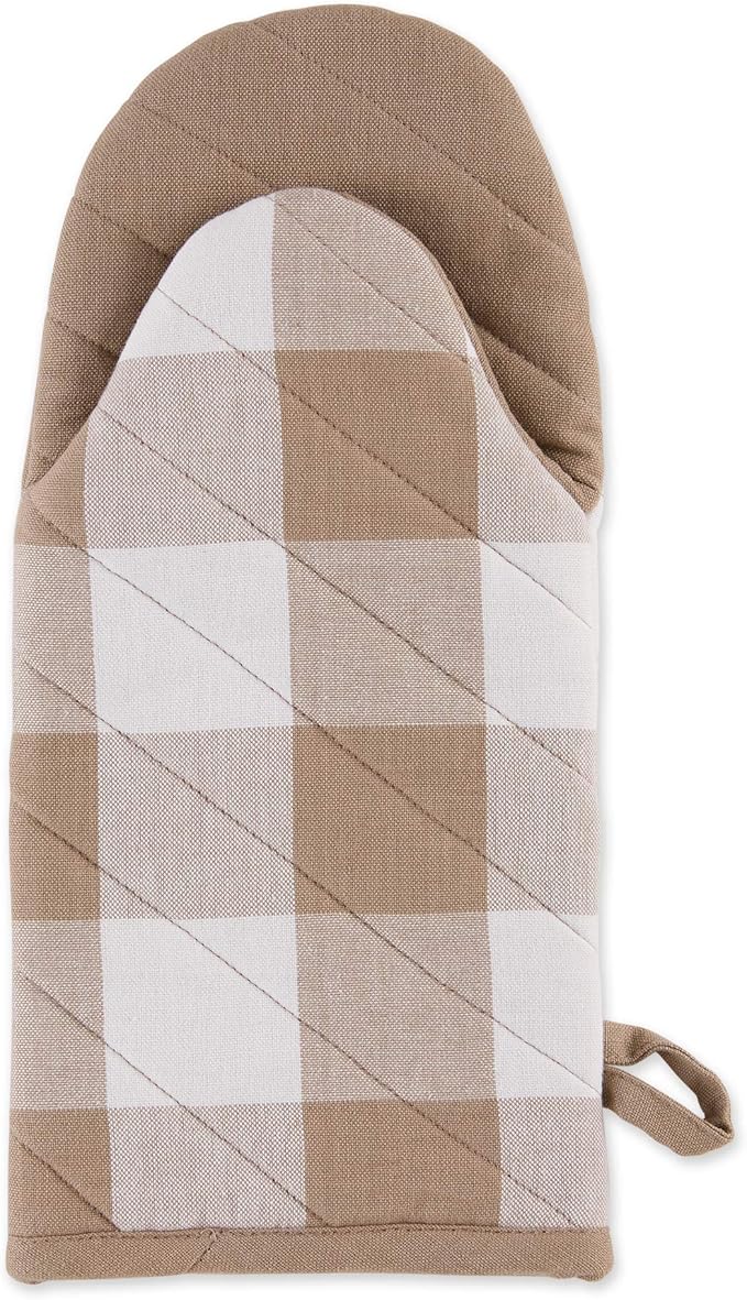 DII Buffalo Check Kitchen Collection, Classic Farmhouse Kitchen Set, Oven Mitt, Stone, 2 Piece