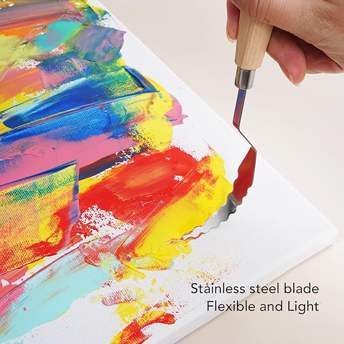 CONDA Palette Knife Set -10Pcs Stainless Steel Spatula Pallet Knife Painting Tools Metal Knives Wood Handle with Different Shapes and Sizes - Image 3