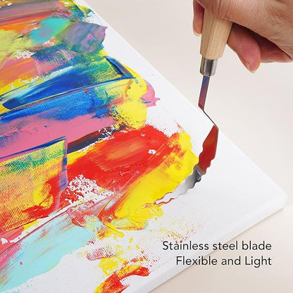 CONDA Palette Knife Set -10Pcs Stainless Steel Spatula Pallet Knife Painting Tools Metal Knives Wood Handle with Different Shapes and Sizes - Image 3