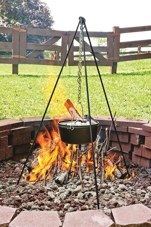 Lodge 8 Quart Pre-Seasoned Cast Iron Camp Dutch Oven with Lid - Dual Handles - Use in the Oven, on the Stove, on the Grill or over the Campfire - Black - Image 9