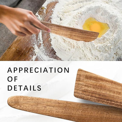Wooden Spatula for Cooking Set of 2 – 12 Inch Acacia Wood Spatula with Thin Edge for Flipping – Flat Wooden Spatulas for Nonstick Pans – Sturdy Wood Cooking Utensils for Daily Use