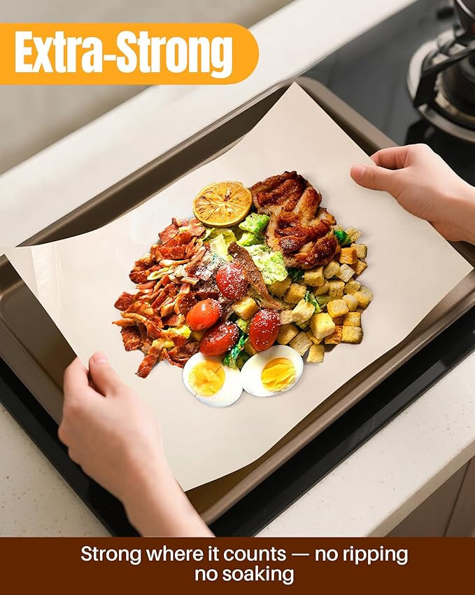 Parchment Paper Sheets, 280 Precut Unbleached Baking Paper Sheets for Oven, Air Fryer, Grilling, Steaming – Non-Stick, Greaseproof Quarter Sheet Liners for Cookies【Food-Safe White, 9" x 13"】 - Image 8