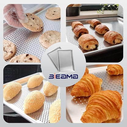 BIEAMA 12 Pack Full Size 26" x 18" Aluminum Baking Sheet Pan Perforated, Commercial Bakery Equipment Cookie Sheets, NSF Approved Baking Tray - Image 8