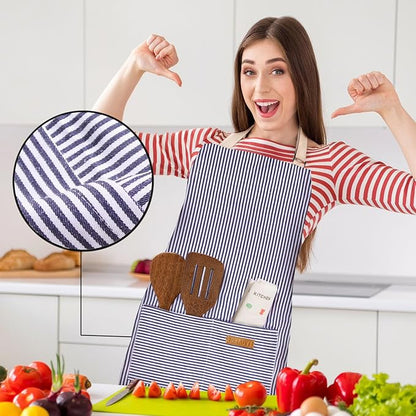 BeLuyi 2 Pack Adjustable Bib Apron with 2 Pockets Chef Cooking Kitchen Restaurant Aprons for Women Men - Image 4