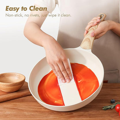 SENSARTE Ceramic Cookware Sets, Pots and Pans Set Non stick, Granite Induction Cookware, Non toxic Healthy Non Stick Kitchen Cooking Set, with Frying Pans Set, PFAS PTFE PFOA PFOS Free,14 Pcs - Image 4