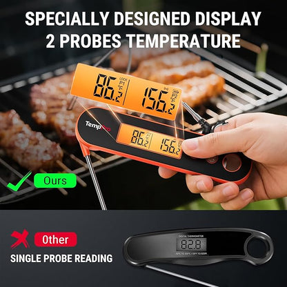 TempPro TP610W Rechargeable Instant Read Thermometer for Cooking, Stainless Steel Meat Thermometer Digital with Alarm, Waterproof Cooking Thermometer for Grill, Smoker, BBQ (Previously ThermoPro) - Image 4