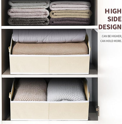 Homsorout Clothes Organizers and Storage - Fabric Cube Bins with Handles, Storage Baskets for Shelves, Trapezoid Collapsible Boxes for Home, Dorm, Office, 10 Pack, Beige - Image 5