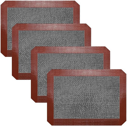 Small Silicone Baking Mats, Set of 4, 11-4/5x8-1/4 Inch Quarter Sheet Size, Non Stick, BPA Free, 1/4 Baking Sheet Pan Liner for Cookies, Macaron, Bread, Pastry, Toaster (Perforated) by VCHOMY