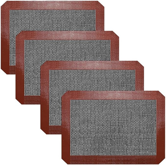 Small Silicone Baking Mats, Set of 4, 11-4/5x8-1/4 Inch Quarter Sheet Size, Non Stick, BPA Free, 1/4 Baking Sheet Pan Liner for Cookies, Macaron, Bread, Pastry, Toaster (Perforated) by VCHOMY