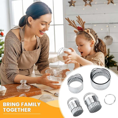 HULISEN Biscuit Cutter Set (5 Pieces/Set), Stainless Steel Round Biscuit Cutters with Handle, Wave Cookies Cutter with Fluted Edge, Professional Baking Dough Tools, Gift Package (Wave) - Image 6