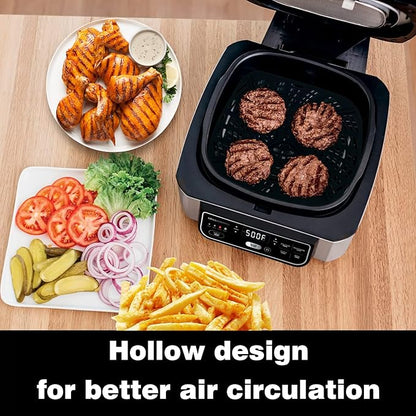 Replacement Stainless Steel Splatter Shield and Reusable Silicone Liner Set for Ninja Foodi AG301, Fine Mesh Splatter Screen Accessories for Ninja Foodi Indoor Grill