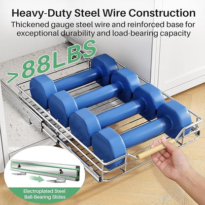 Pull out Cabinet Organizer, 18"W X 21"D, Heavy Duty Smooth Sliding Under Cabinet Shelves for Pots and Pans, Full-Extension Roll out Drawers, Slide out Organization for Home Kitchen Pantry - Image 5