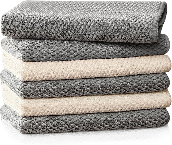 Espresso Accessories Barista Towels 6 Pack – Microfiber Cleaning Cloths for Espresso Machines, Steam Wands & Countertops – Essential Coffee Bar Accessories, 12"x12" by EubooTree