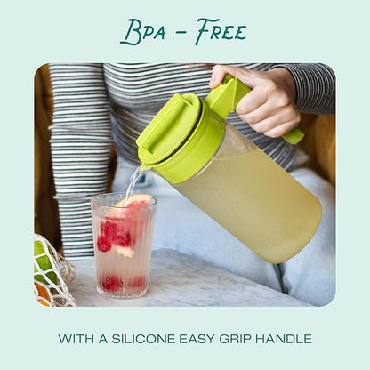 Takeya Airtight Pitcher - Durable BPA-Free Eastman Tritan Odor/Stain-Resistant Leakproof Lid for Iced Tea/Water Easy-Grip Silicone Handle Spill-Free Spout Fridge-Friendly Made in USA 1 Quart/Blueberry - Image 2