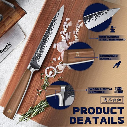 Huusk Kitchen Utility Knife 5.5" Paring Knife Ultra Sharp High Carbon Steel Tomato Knives Japan Chef Knife Multipurpose Kitchen Knife for Fruit and Vegetable with Premium Present Box - Image 4