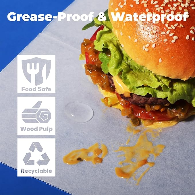 Fit Meal Prep [6000 Pack] 8 x 10.75" Wax Paper Sheets for Food, Interfolded Precut Deli Pop Up Grease-Proof Sandwich Paper Wraps, Waterproof for Lunch, Food Basket, Microwave Cover, BBQ