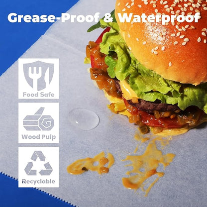 Fit Meal Prep [1000 Pack] 8 x 10.75" Wax Paper Sheets for Food, Interfolded Precut Deli Pop Up Grease-Proof Sandwich Paper Wraps, Waterproof for Lunch, Food Basket, Microwave Cover, BBQ