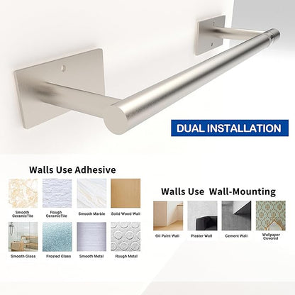 RUACQ Paper Towel Holder Under Cabinet, Wall Mounted or Adhesive Stainless Steel Paper Towel Holder,Square Base Paper Towel Rack for Kitchen, RV, Bathroom (Brushed Nickel) (Pack of 2)