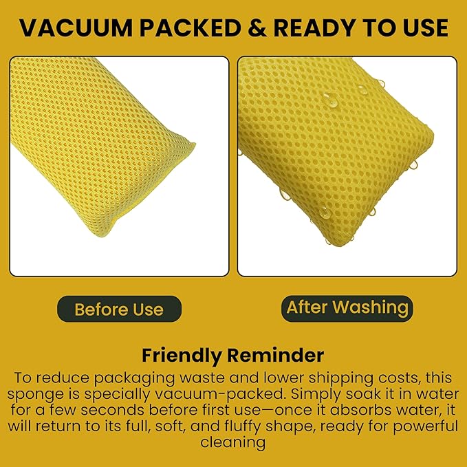 Iconikal 6-Pack Bug Scrubber Sponge 5.9x3.5-Inch Yellow Microfiber Large Car Wash Reusable for Paint Chrome Glass RV Motorcycle Cleaning - Image 4