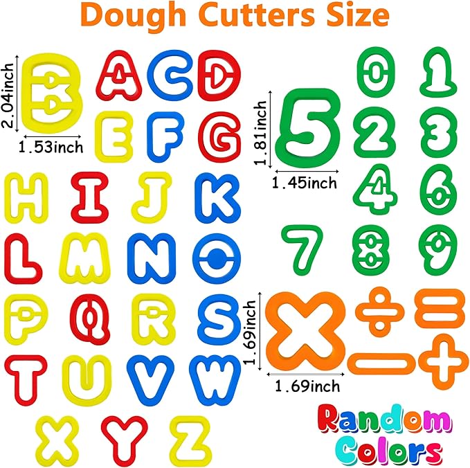 Dough Tool Set with Dough Alphabet Cutters,Numbers Cutters,Mathematical Symbols,Great Dough Tools for Learning Letters and Numbers - Image 2