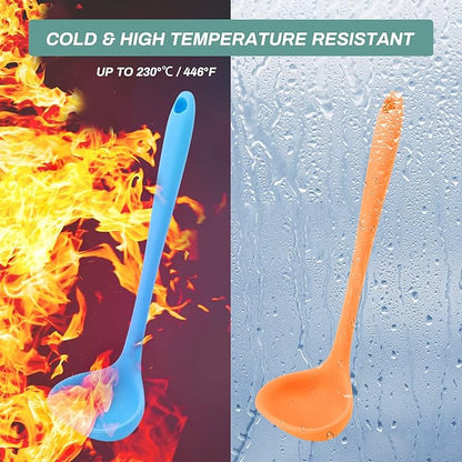 5 Pieces Silicone Ladles for Cooking - Small Soup Ladle Spoon Heat Resistant Kitchen Ladle Spoons, Cooking and Serving Spoon for Soup Sauce Chili Gravy Canning Pouring (5 Colors) - Image 2