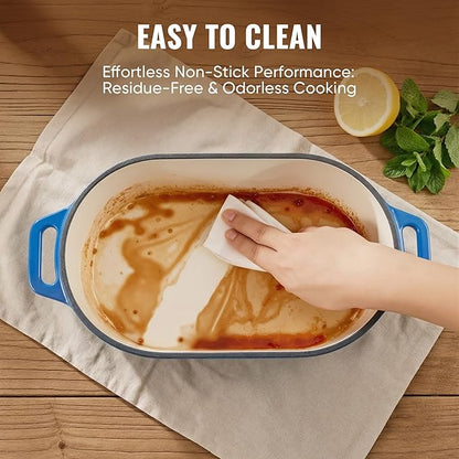 Dutch Oven for Bread Baking, 3.4 QT Bread Dutch Oven for Sourdough, Enamelled Cast Iron Bread Oven with Lids, Heavy-Duty Non Stick Sourdough Loaf Pan, Meatloaf Pan, Blue